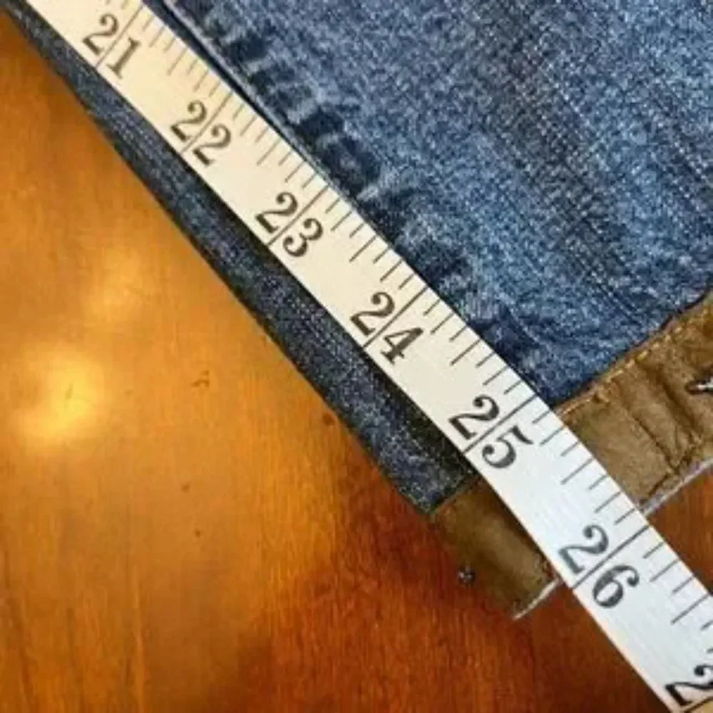 Vintage So Blue Sigrid Olsen Cropped Jeans Leather Beaded Ankle Detail 14